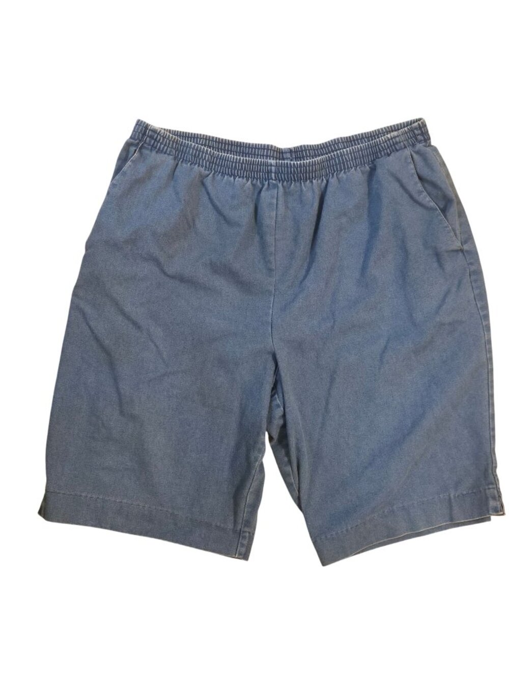 Alfred Dunner Womens Blue Pull On Denim Shorts Sz 16 Elastic Waist Cotton Blend